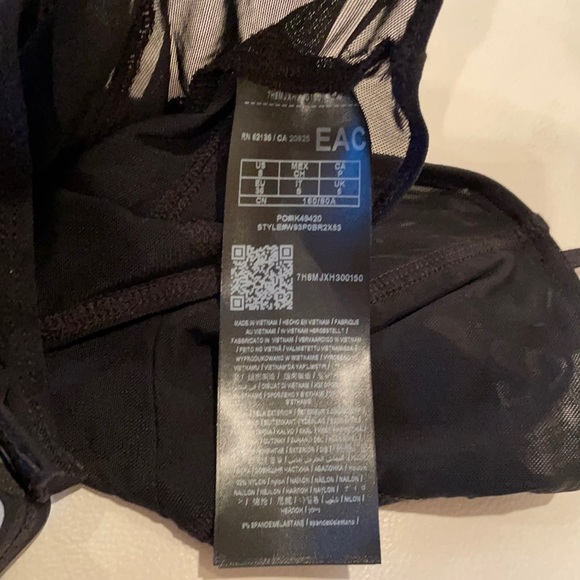 NWT S GUESS women MELINDA contour bodysuit mesh transparent corset piping black - Picture 7 of 12